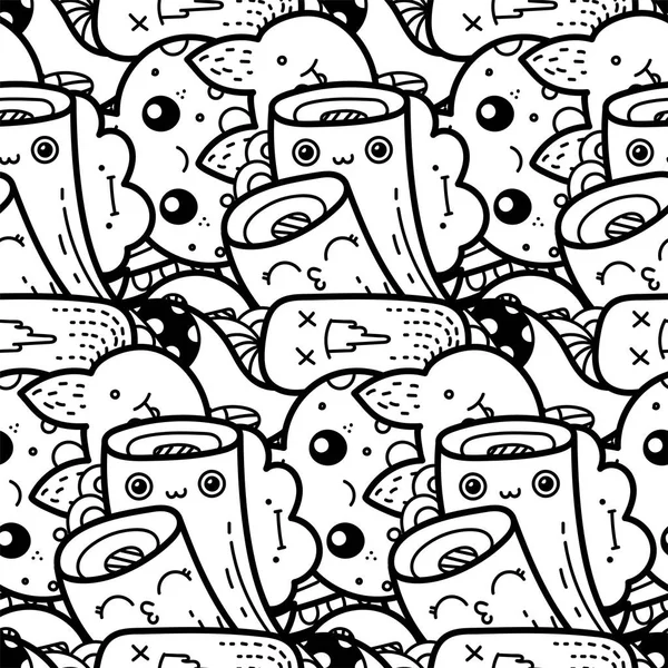 Drôle de gribouillis monstres motif sans couture pour les impressions, les dessins et les livres de coloriage — Image vectorielle