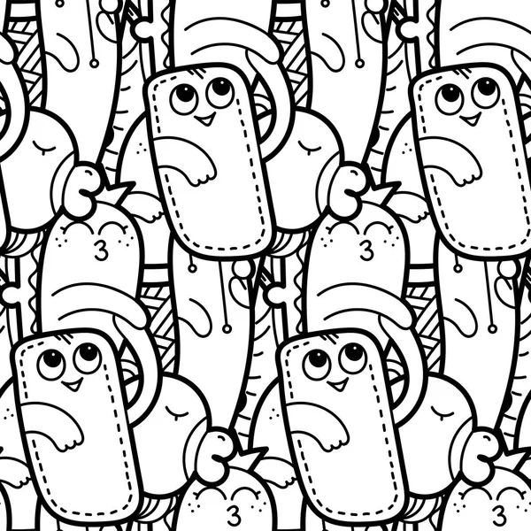 Grappig doodle monsters naadloze patroon voor prints, designs en kleurboeken — Stockvector