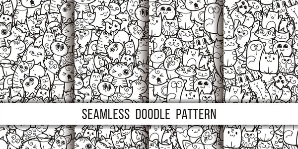 Collection of funny doodle monsters seamless pattern for prints, designs and coloring books — Stock Vector