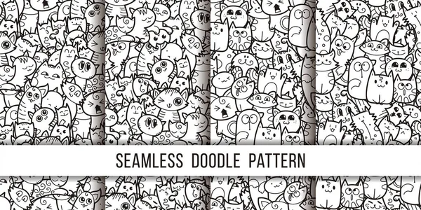 Komik doodle canavarlar Dikişsiz desen baskılar, tasarımlar ve boyama kitapları koleksiyonu