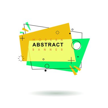 Anahat memphis tasarımı tarzı düz geometrik şekille. Retro poster tasarım stili canlı şeffaf afiş