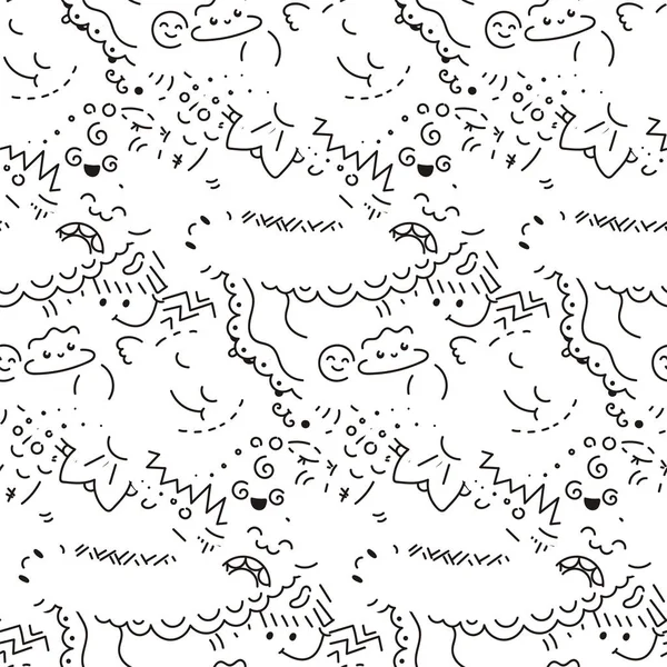 Абстрактный бесшовный шаблон с точками, линиями и смайликами. Хорошее место для принтов, открыток, рисунков и книг-раскрасок — стоковый вектор