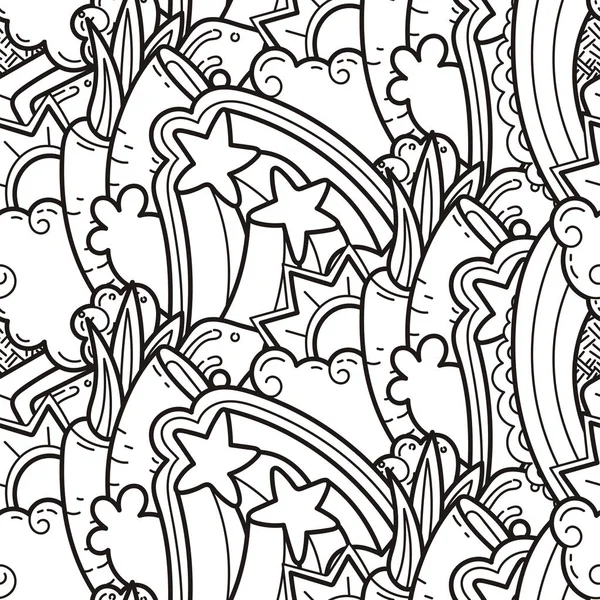 Lustige Doodle-Monster auf nahtlosem Muster für Drucke, Designs und Malbücher — Stockvektor