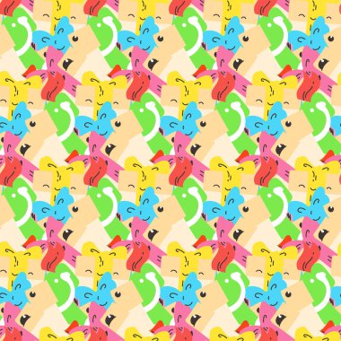 Komik doodle hediye kutuları ile seamless modeli. Parmak izi, kart, tasarımlar ve boyama kitapları için şirin