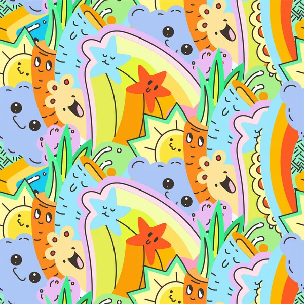 Grappig doodle monsters op naadloze patroon voor prints, designs en kleurboeken — Stockvector