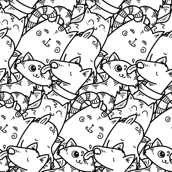 Seamless mönster med söt tamdjur. Kawaii doodle husdjur — Stock vektor