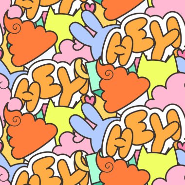 Sevimli çizgi canavarlar ve hayvanlar ile sorunsuz vektör desen. Ambalaj, ambalaj kağıdı, boyama sayfaları, duvar kağıdı, kumaş, moda, ev dekorasyonu, baskı vb için güzel