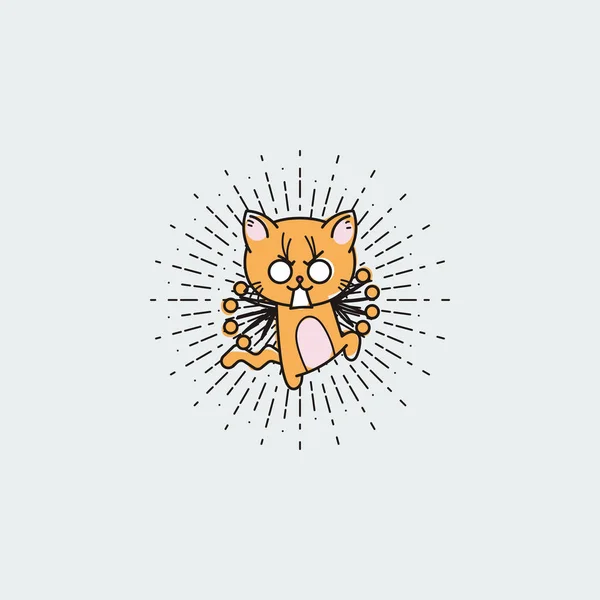 Vector illustration of a bristling cartoon cat — Stock Vector