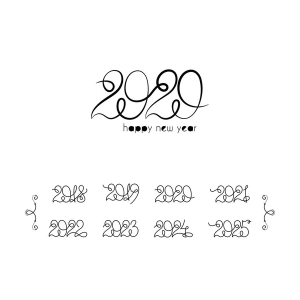 Calendrier collecte du numéro de l'année. Calligraphie moderne à l'encre — Image vectorielle