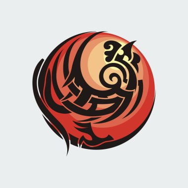 Kabile horoz Çin yeni yılı siyah ve beyaz dövme sembolü