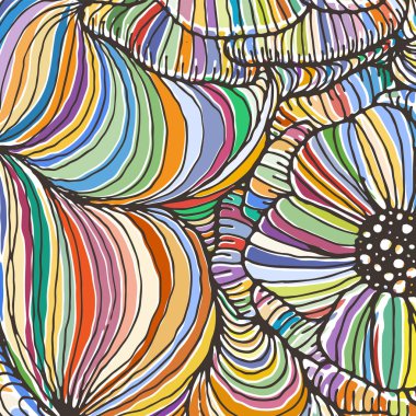 Arka plan vektör doodle anahat soyut süs çiçek şerit