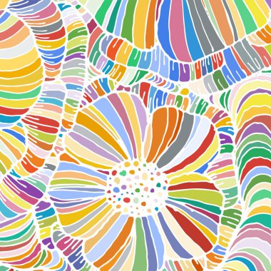 Arka plan vektör doodle anahat soyut süs çiçek şerit