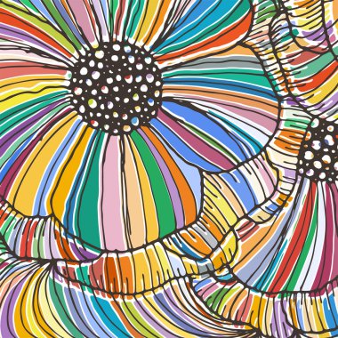 Arka plan vektör doodle anahat soyut süs çiçek şerit