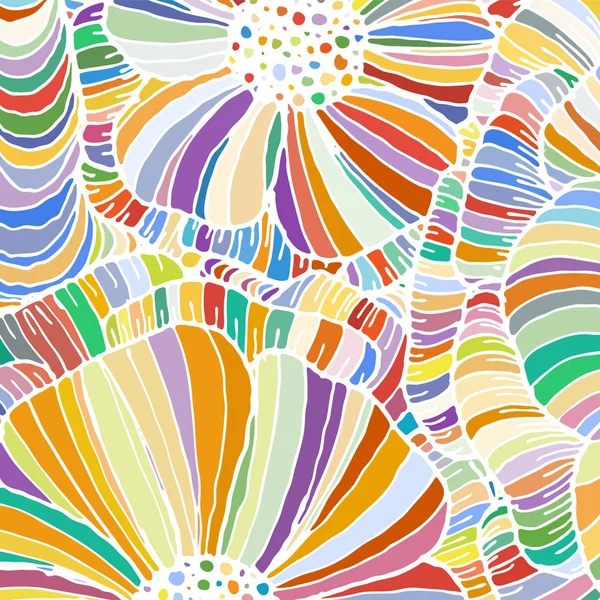 Vector doodle contorno abstracto flores ornamentales raya fondo — Vector de stock