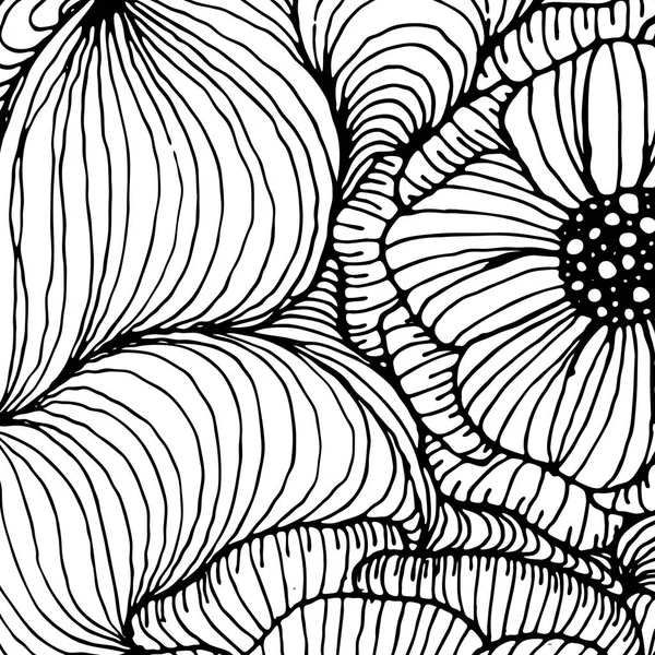 Vector doodle contour abstrait fleurs ornementales fond de bande — Image vectorielle