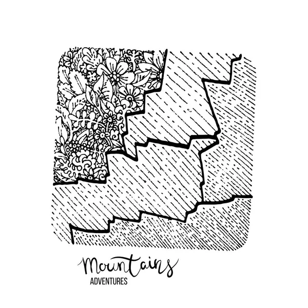 Soyut El çizilmiş görüntü, gravür tarzı, grunge dokulu