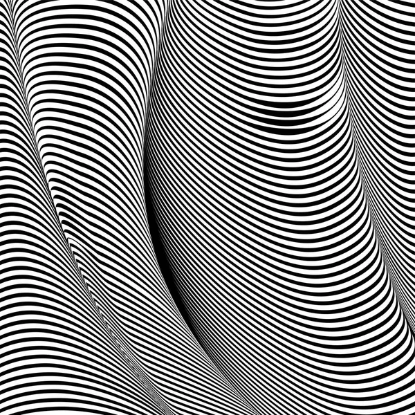 Abstrakter welliger Hintergrund, optische Kunst, opart gestreift — Stockvektor