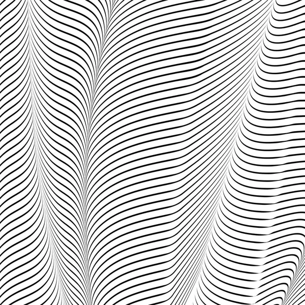 Fond ondulé abstrait, art optique, opart rayé — Image vectorielle