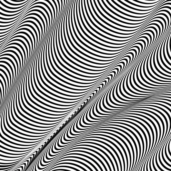 Abstrakter welliger Hintergrund, optische Kunst, opart gestreift — Stockvektor