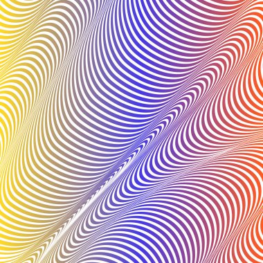 Soyut asit renk dalgalı arka plan, optik sanat, çizgili opart. Neon degrade