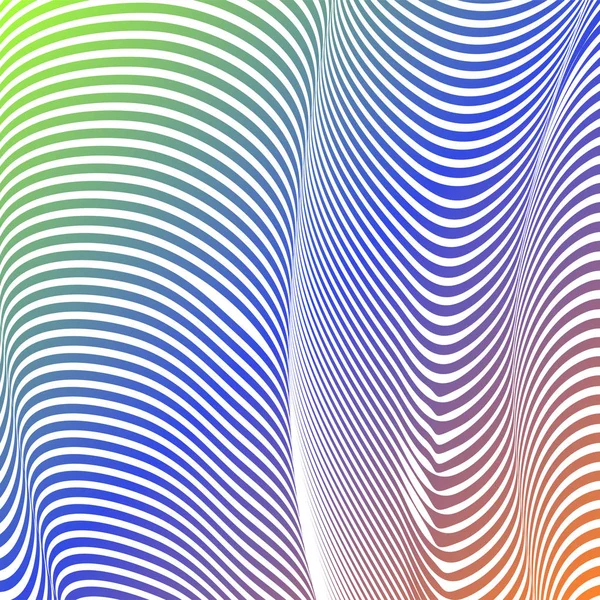 Abstract acid color wavy background, optical art, opart striped. Neon gradient — Stock Vector