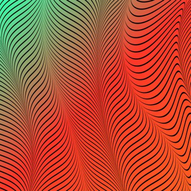 Soyut asit renk dalgalı arka plan, optik sanat, çizgili opart. Neon degrade