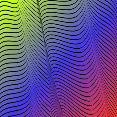 Soyut asit renk dalgalı arka plan, optik sanat, çizgili opart. Neon degrade