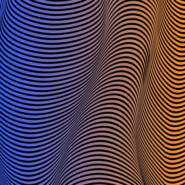 Abstracto color ácido fondo ondulado, arte óptico, opart rayas. Gradiente de neón — Vector de stock