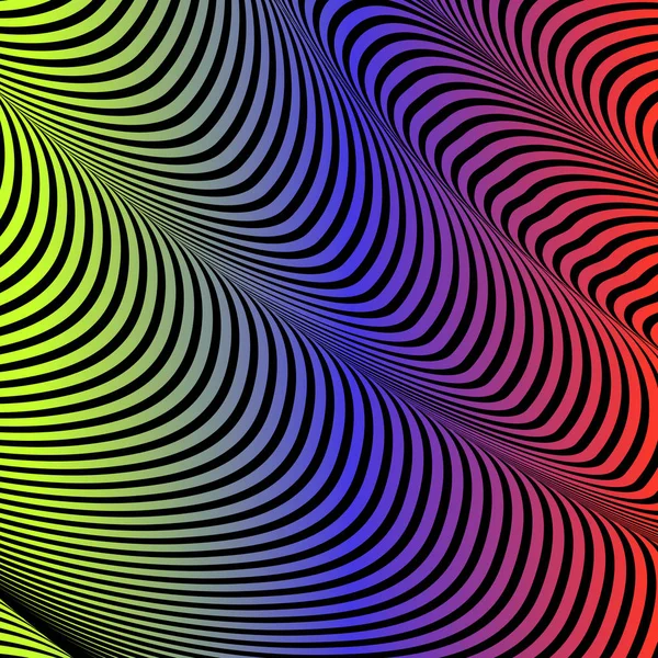 Abstrakte Säurefarbe welligen Hintergrund, optische Kunst, opart gestreift. Neon-Gefälle — Stockvektor