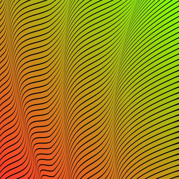 Abstrakte Säurefarbe welligen Hintergrund, optische Kunst, opart gestreift. Neon-Gefälle — Stockvektor