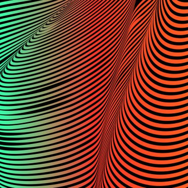 Soyut asit renk dalgalı arka plan, optik sanat, çizgili opart. Neon degrade