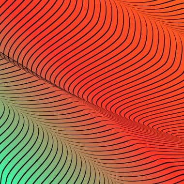 Soyut asit renk dalgalı arka plan, optik sanat, çizgili opart. Neon degrade