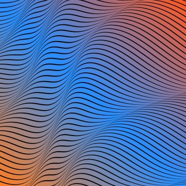 Soyut asit renk dalgalı arka plan, optik sanat, çizgili opart. Neon degrade