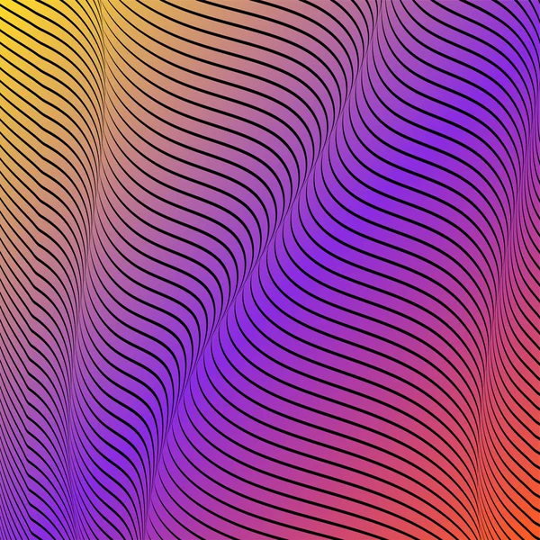 Abstrakt syra färg vågig bakgrund, optisk konst, Opart randig. Neon lutning — Stock vektor