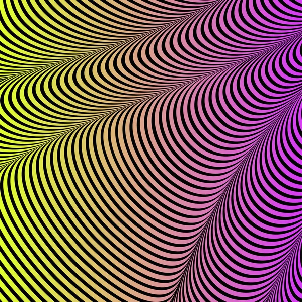 Abstrait fond ondulé acide de couleur, l'art optique, opart rayé. Gradient néon — Image vectorielle