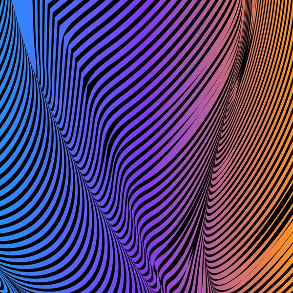 Abstrait fond ondulé acide de couleur, l'art optique, opart rayé. Gradient néon — Image vectorielle