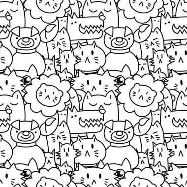 Sevimli hayvanlar ile dikişsiz desen. Köpekler, Kediler, aslan