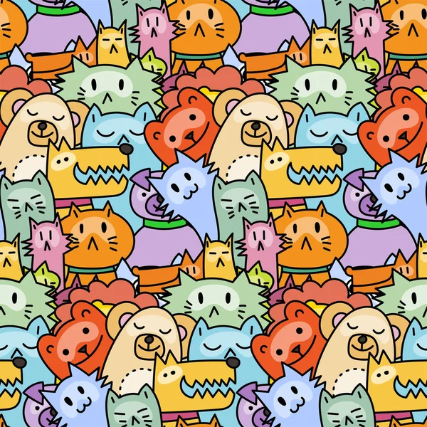 Sevimli hayvanlar ile dikişsiz desen. Köpekler, Kediler, aslan