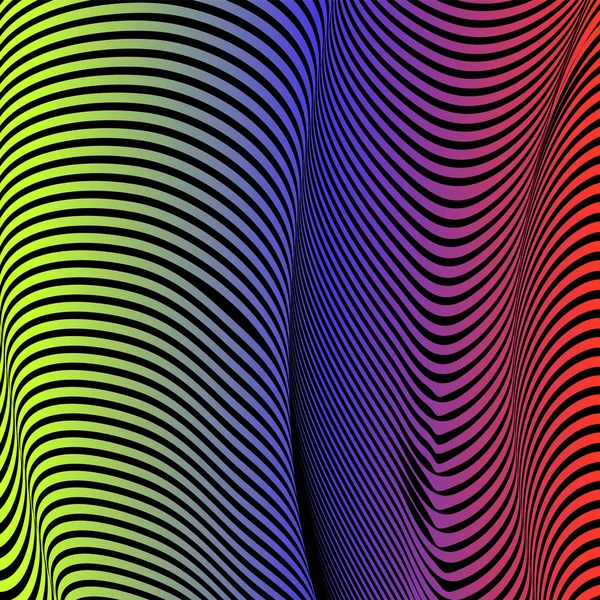 Abstrakte Säurefarbe welligen Hintergrund, optische Kunst, opart gestreift. Neon-Gefälle — Stockvektor