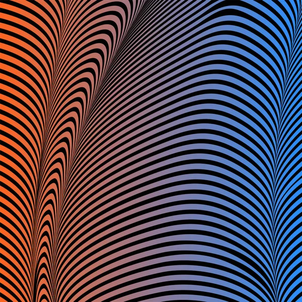 Abstracto color ácido fondo ondulado, arte óptico, opart rayas. Gradiente de neón — Vector de stock