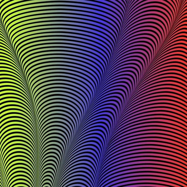 Abstract acid color wavy background, optical art, opart striped. Neon gradient — Stock Vector