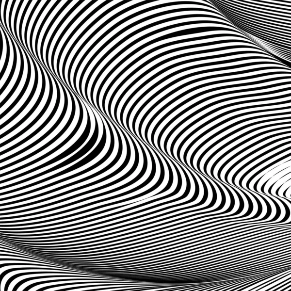 Fond ondulé abstrait, art optique, opart rayé — Image vectorielle