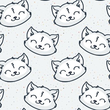 Sevimli elemanları ile dikişsiz doodle desen