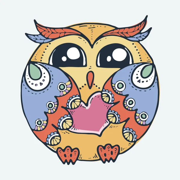 Petit oiseau mignon, illustration vectorielle dessinée à la main. Mignon pour les pages à colorier bébé, impression de t-shirt, impressions de mode et autres — Image vectorielle