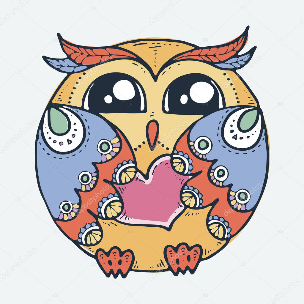 Cute little bird, cartoon hand drawn vector illustration. Cute for baby coloring pages, t-shirt print, fashion prints, kids wear, baby shower celebration, greeting and invitation cards and labels