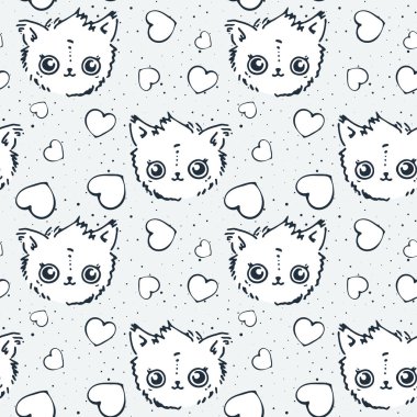 Sevimli hayvan öğeleri ile dikişsiz doodle desen