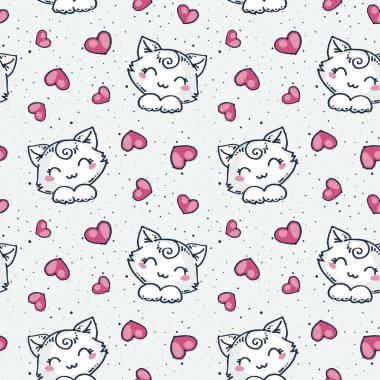 Sevimli hayvan öğeleri ile dikişsiz doodle desen