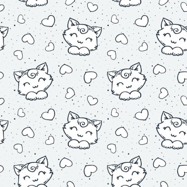 Sevimli hayvan öğeleri ile dikişsiz doodle desen