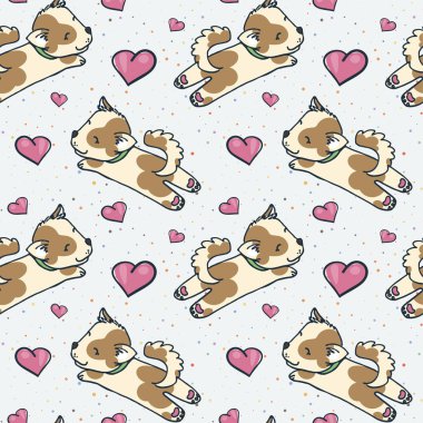 Sevimli elemanları ile dikişsiz doodle desen