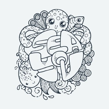 Sevimli karikatür hayvan. Çocuk tasarımı, kartlar, baskılar, boyama kitapları için vektör küçük resim illüstrasyon